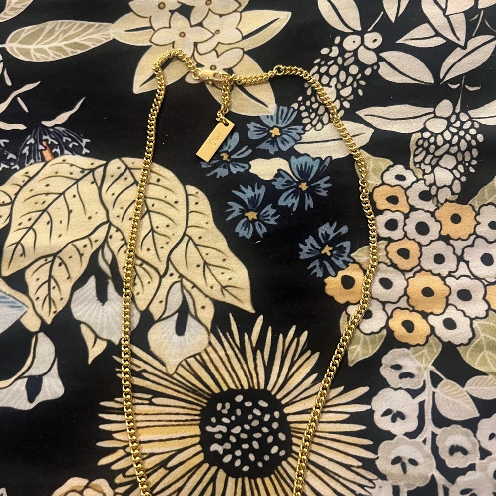 Christian Dior Gold Plated Logo Necklace Adjustable Chain Dior Letter Pendant - Picture 4 of 9